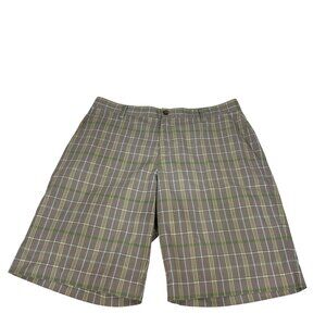 Adidas Mens Plaid Golf Shorts Size 36 Brown/Green Polyester/Spandex Blend